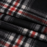 Black, Red and Cream Plaid Brushed Wool Blend Twill Coating