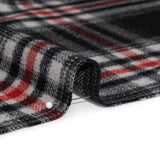 Black, Red and Cream Plaid Brushed Wool Blend Twill Coating