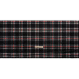 Black, Red and Cream Plaid Brushed Wool Blend Twill Coating
