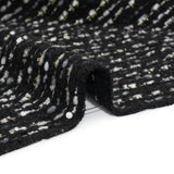 Black, White and Gold Boucle Striped Acrylic Tweed