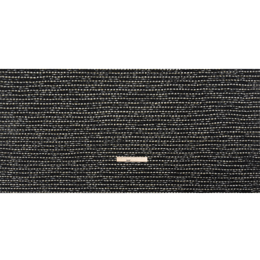 Black, White and Gold Boucle Striped Acrylic Tweed