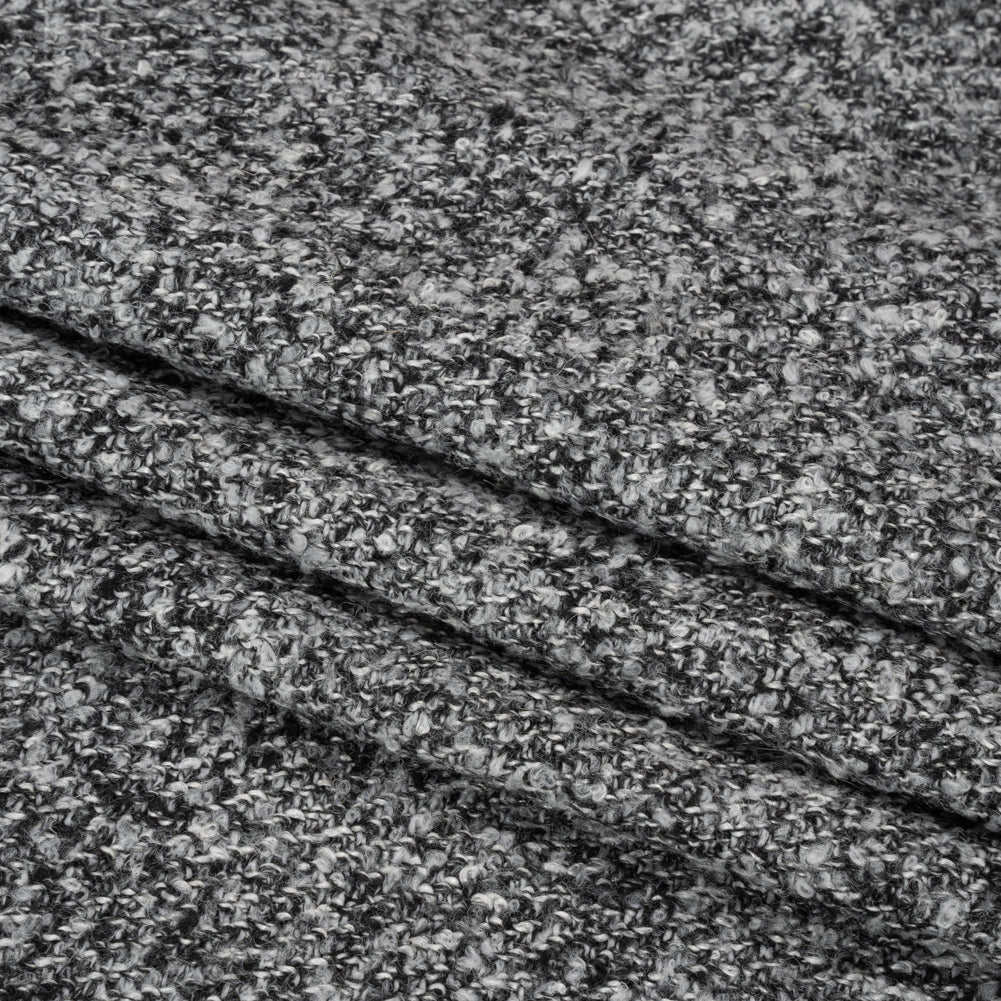 Black and White Tweedy Wool Blend Boucle