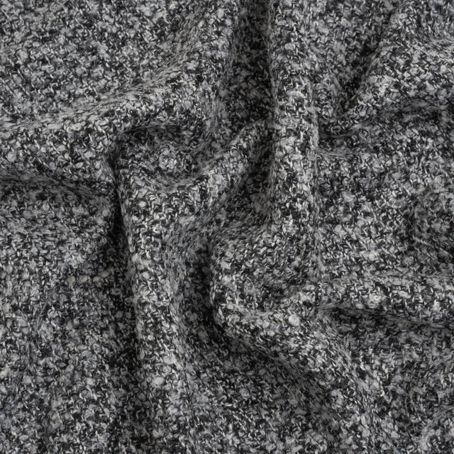 Black and White Tweedy Wool Blend Boucle