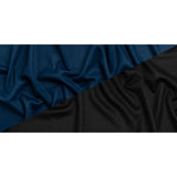 Dark Blue and Black Brushed Wool Blend Twill Double Cloth Coating
