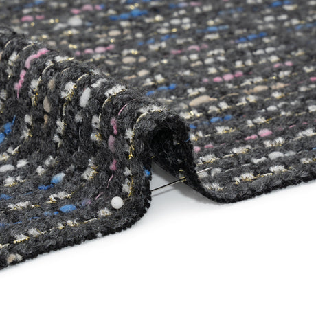 Charcoal, Pink and Blue Boucle Striped Acrylic Tweed