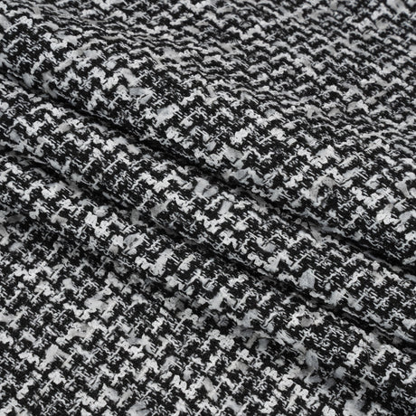 Black and White Acrylic and Polyester Boucle Tweed