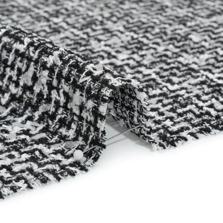 Black and White Acrylic and Polyester Boucle Tweed