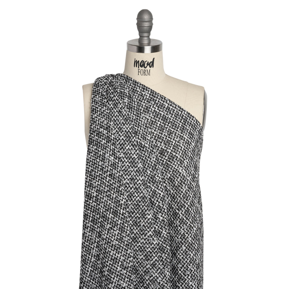 Black and White Acrylic and Polyester Boucle Tweed