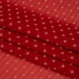Red and White Woven Diamond Dots Polyester Chiffon