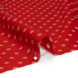 Red and White Woven Diamond Dots Polyester Chiffon