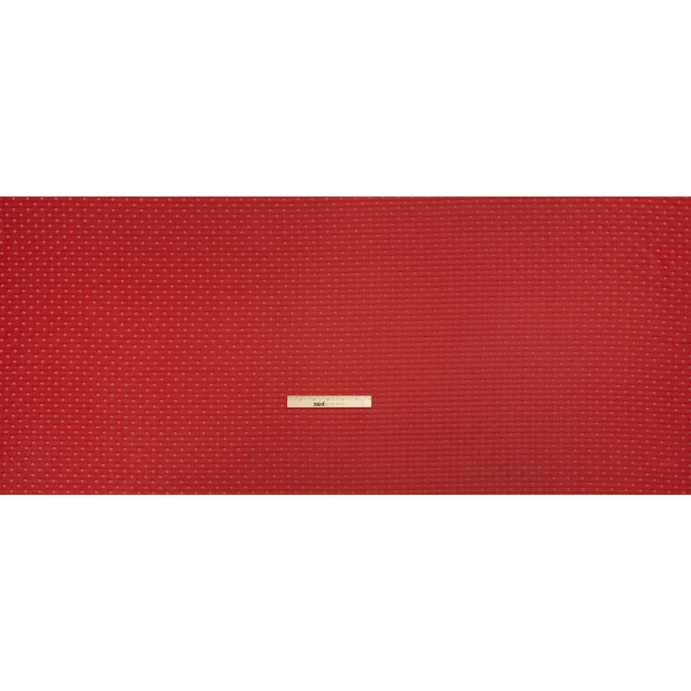 Red and White Woven Diamond Dots Polyester Chiffon