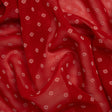 Red and White Woven Diamond Dots Polyester Chiffon