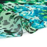 Blue and Green Jungle Fun Silk Voile