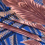 Stretch Cotton Sateen - Cobalt Blue and Burgundy Feathers