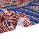 Stretch Cotton Sateen - Cobalt Blue and Burgundy Feathers