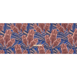 Stretch Cotton Sateen - Cobalt Blue and Burgundy Feathers