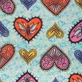 Stretch Cotton Twill - Blue, Orange and Pink Stranger Hearts
