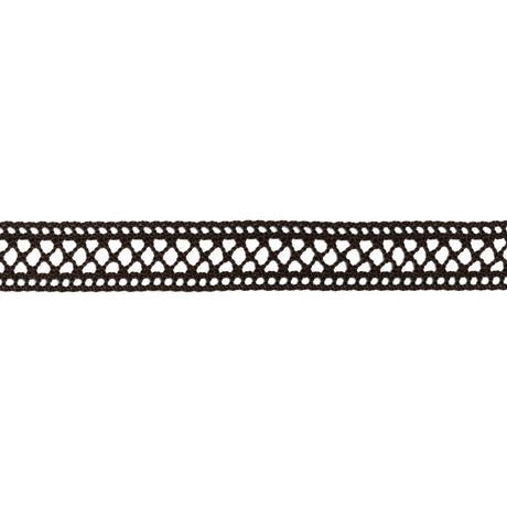 Crisp Bobbin Lace Trim - 0.5" - Brown Latticework
