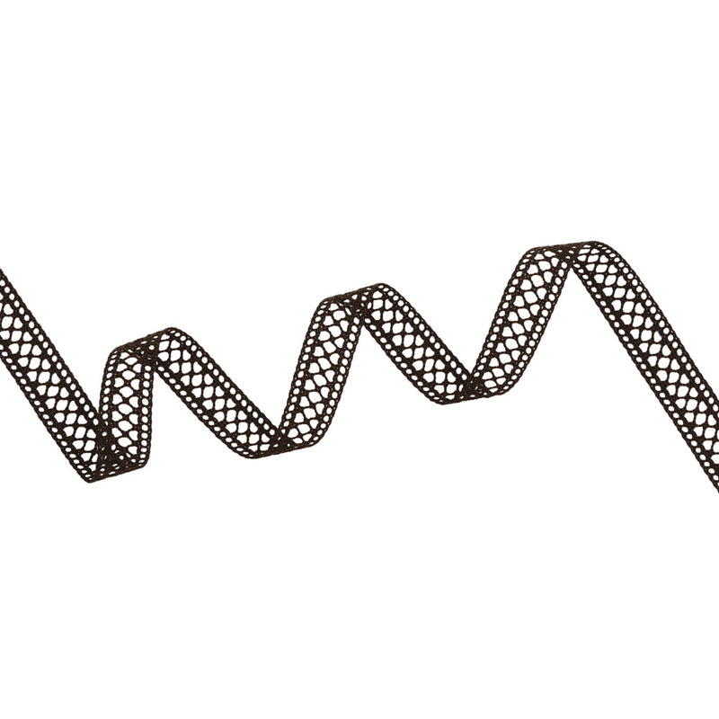 Crisp Bobbin Lace Trim - 0.5" - Brown Latticework