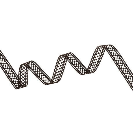 Crisp Bobbin Lace Trim - 0.5" - Brown Latticework