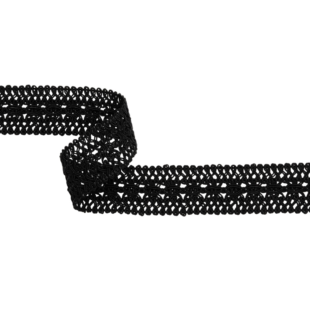 Gimp Braided Trim - 1.5" - Black Chains and Twists