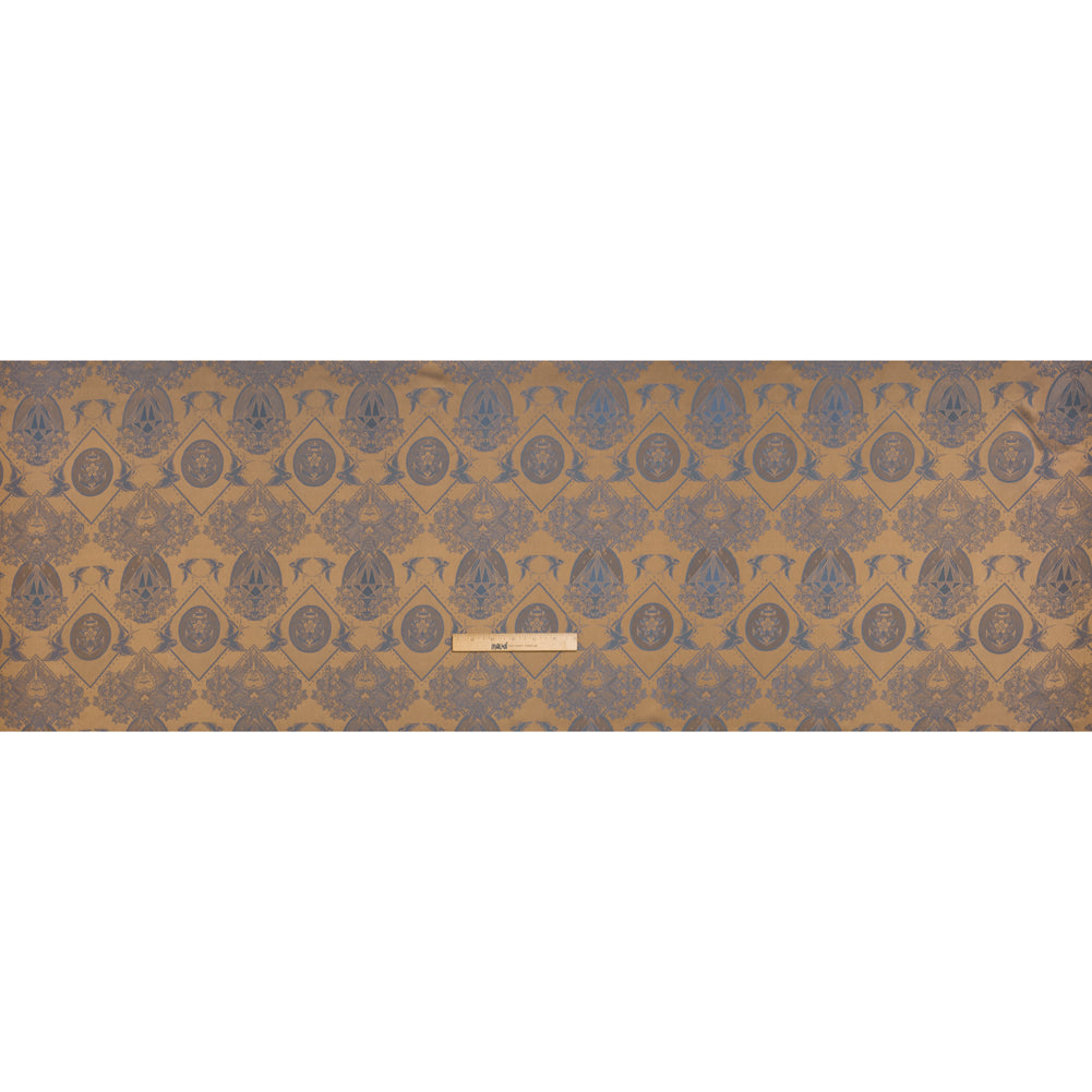 Gems and Doves Jacquard Lining - Blue and Beige Bi-Color - Thalia Collection