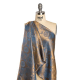 Gems and Doves Jacquard Lining - Blue and Beige Bi-Color - Thalia Collection
