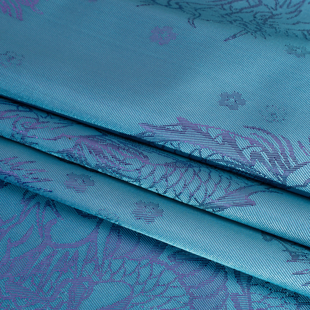 Dragons Jacquard Lining - Aqua and Purple Bi-Color