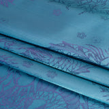Dragons Jacquard Lining - Aqua and Purple Bi-Color