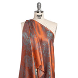 Dragons Jacquard Lining - Orange and Aqua Bi-Color