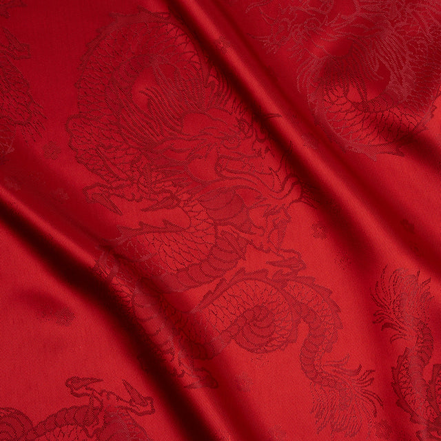 Dragons Jacquard Lining - Red and Maroon Bi-Color