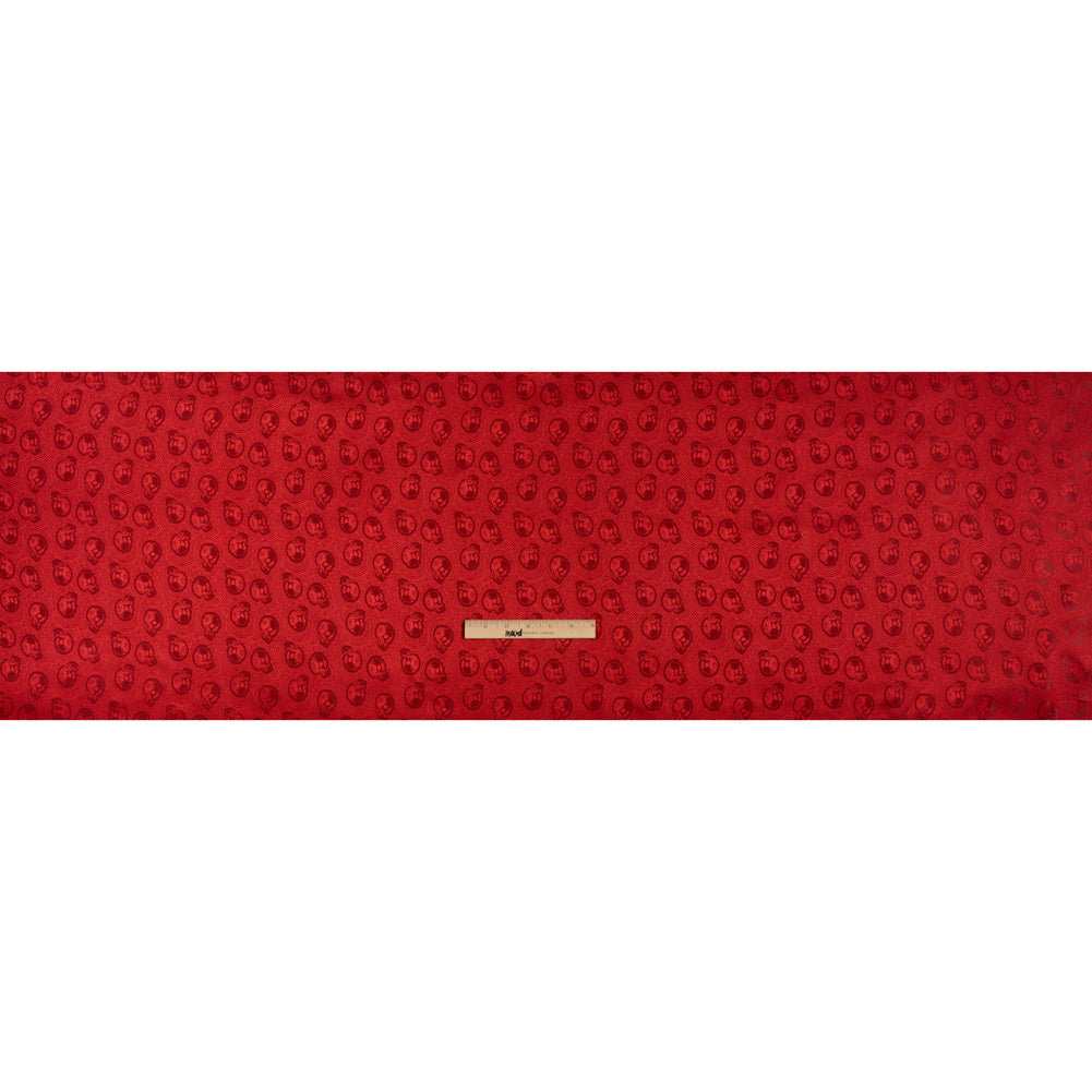 Skulls Jacquard Lining - Red and Maroon Bi-Color