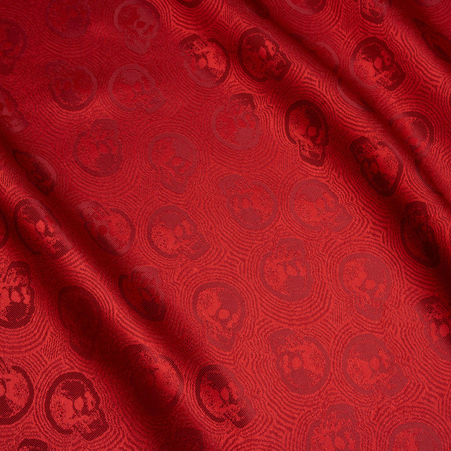 Skulls Jacquard Lining - Red and Maroon Bi-Color
