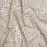 Two-Tone Flippable Baby Sequins on Mesh - Pale Beige and Silver - Deadstock