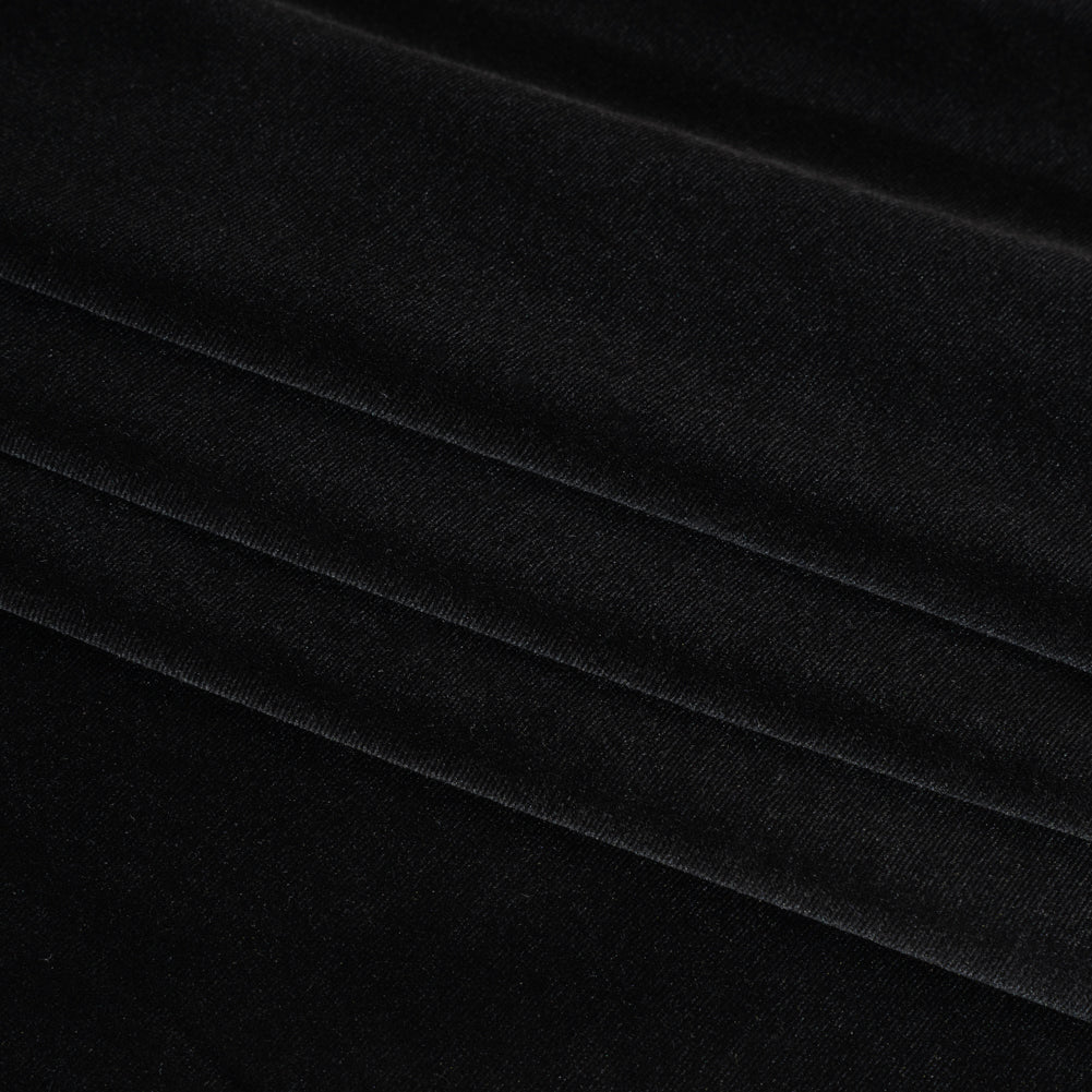 Stretch Polyester Velour - Black - Deadstock
