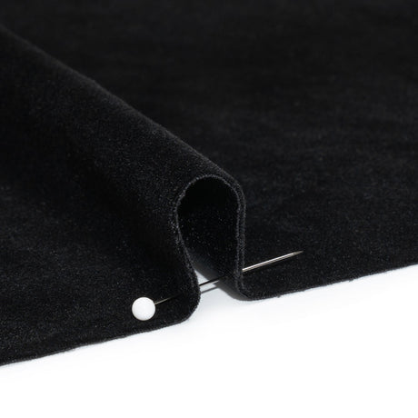Stretch Polyester Velour - Black - Deadstock