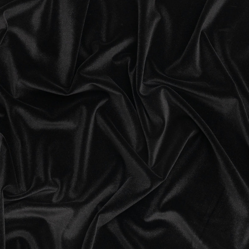 Stretch Polyester Velour - Black - Deadstock