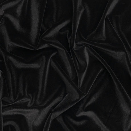 Stretch Polyester Velour - Black - Deadstock