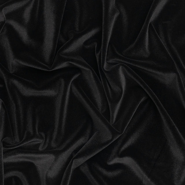 Stretch Polyester Velour - Black - Deadstock