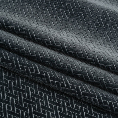 Embossed Polyester Velvet - Gray Woven Lattice - Deadstock