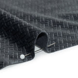 Embossed Polyester Velvet - Gray Woven Lattice - Deadstock