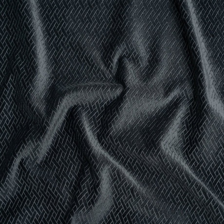 Embossed Polyester Velvet - Gray Woven Lattice - Deadstock