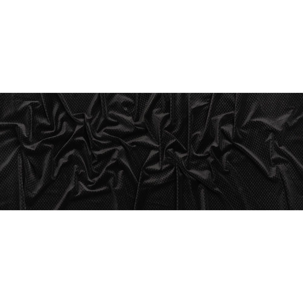 Embossed Polyester Velvet - Black Bead and Reel - Deadstock