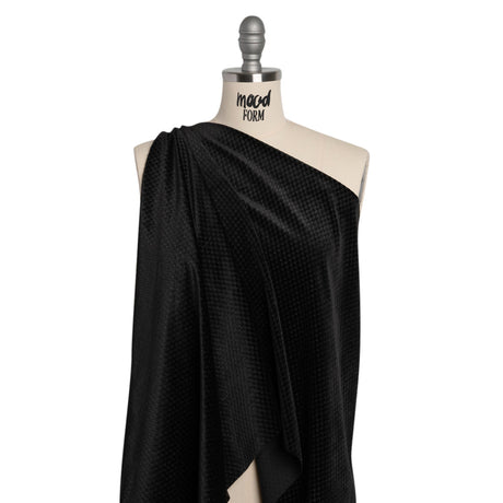 Embossed Polyester Velvet - Black Bead and Reel - Deadstock
