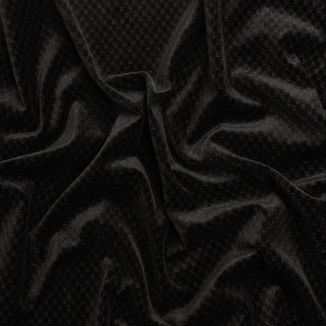 Embossed Polyester Velvet - Black Bead and Reel - Deadstock