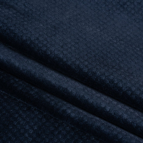 Embossed Polyester Velvet - Navy Little Squares - Deadstock