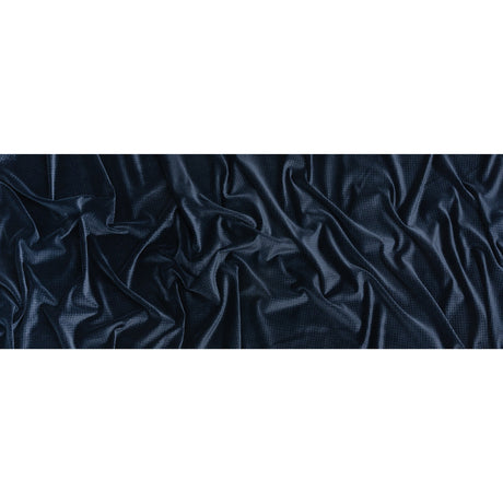 Embossed Polyester Velvet - Navy Little Squares - Deadstock
