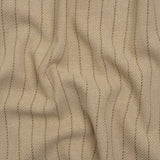 Brushed Wool Blend Twill - Beige and Brown Chalk Stripes - Deadstock