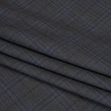 Wool and Silk Suiting - Gray and Blue Plaid - Deadstock