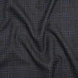 Wool and Silk Suiting - Gray and Blue Plaid - Deadstock